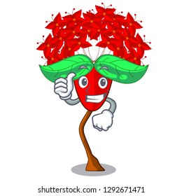 Thumbs up ixora flowers in shape of mascot