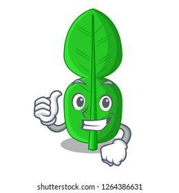 Thumbs up leaf bergamot in a shape cartoon