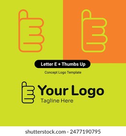 Thumbs Up and Letter E Concept Logo Template