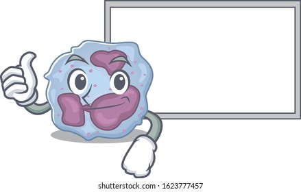 Thumbs Up Of Leukocyte Cell Cartoon Design With Board