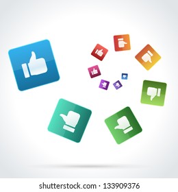 Thumbs up or like buttons. Vector illustration.