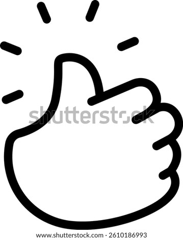 Thumbs Up Like, Daumen hoch, Good Great, Confirm Cute Cartoon Hand Logo Icons Outline Black color, Chubby finger emoji sticker sign symbol, editable stroke.