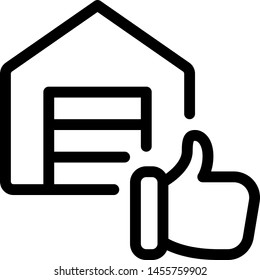 Thumbs up or like gesture in private storage warehouse unit