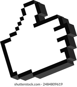 Thumbs Up Like hand 3D pixel icon. Unique style Emoji icons vector collection.