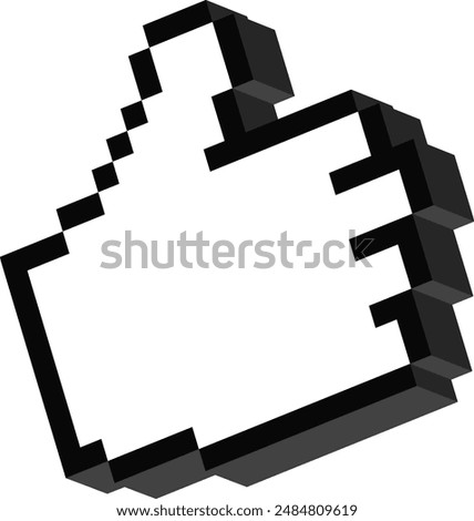 Thumbs Up Like hand 3D pixel icon. Unique style Emoji icons vector collection.