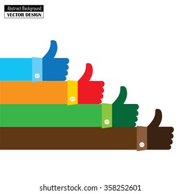 thumbs up or like hand vectors also representing team and teamwork concept on white background