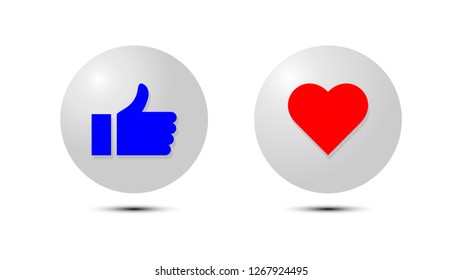 Thumbs Like Heart Button Icon Blue Stock Vector (Royalty Free ...