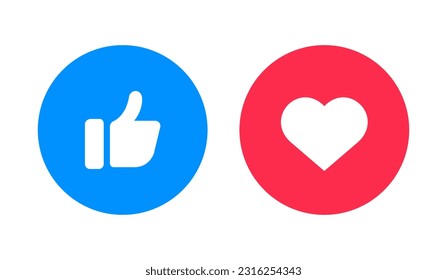 Thumbs Up Like Heart Round Icons Vector Illustration