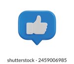 Thumbs up like icon 3d rendering vector illustration