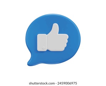 Thumbs up like icon 3d rendering vector illustration