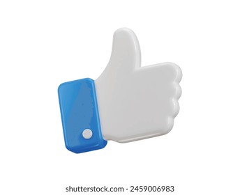 Thumbs up like icon 3d rendering vector illustration