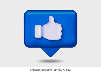 Thumbs up like icon 3d rendering vector illustration
