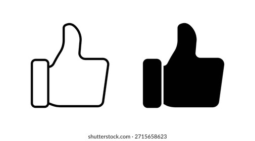 Pulgares hacia arriba como un ícono en blanco y negro, que representa la Aprobación, el Comentarios positivo y las interacciones en las redes sociales