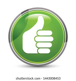 Thumbs up like icon isolated on elegant green round button vector illustration