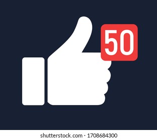 Thumbs up like icon with number symbol. Vector illustration