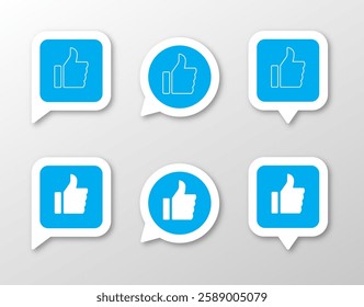 Thumbs up like icon set. 3 social media like symbols