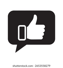 Daumen nach oben wie Symbol in einer Sprechblase für Social Media Genehmigung positives Feedback und Kundenzufriedenheit für eine Überprüfung oder Empfehlung Vektor solide Glyphe Symbol