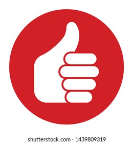 Thumbs up like icon vector isolated on flat red round button illustration