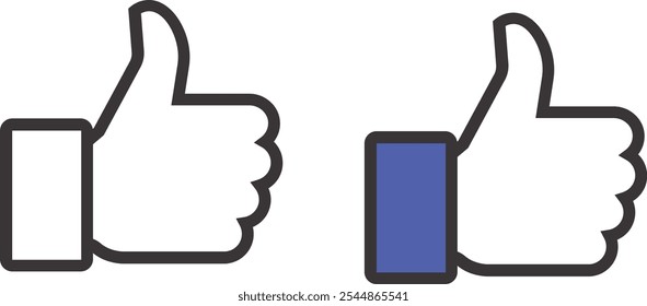 Thumbs up like icons vector for social media reactions and positive engagement