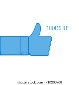 Thumbs up or like sign in blue light color