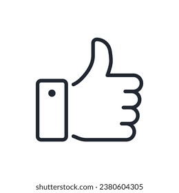 Thumbs up and like sign editable stroke outline icon isolated on white background flat vector illustration. Pixel perfect. 64 x 64.