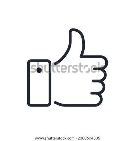 Thumbs up and like sign editable stroke outline icon isolated on white background flat vector illustration. Pixel perfect. 64 x 64.