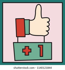 Thumbs up like social network (etc.) icon new appreciation number symbol. Idea - blogging and online messaging, social networking services.