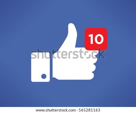 Thumbs up like social network (Facebook etc.) icon with new appreciation number symbol. Idea - blogging and online messaging, Social media services like Facebook etc.