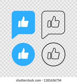 Thumbs up like social network icon with new appreciation number symbol. Vector social media illustration.