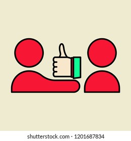 Thumbs up like social network icon new appreciation number symbol. Idea - blogging and online messaging, social networking services.