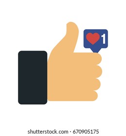 Thumbs up like social network icon vector illustration