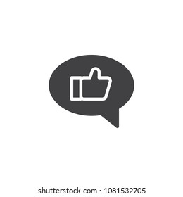 Thumbs up like in speech bubble vector icon. filled flat sign for mobile concept and web design. Like Chat simple solid icon. Symbol, logo illustration. Pixel perfect vector graphics