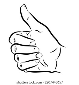 thumbs up line art vector drawing