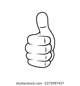 Thumbs up line art vector isolated on white background.