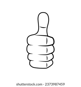 Thumbs up line art vector isolated on white background.