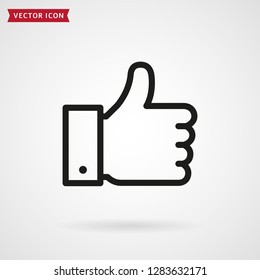 Thumbs up line icon. Hand showing Like sign. Vector outline symbol.