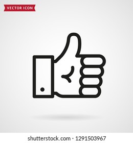 Thumbs up line icon. Hand showing Like sign. Vector outline symbol.