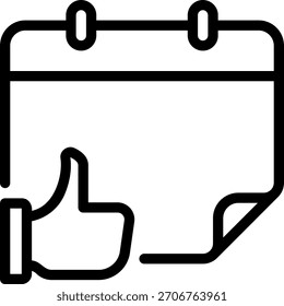 Pulgares hacia arriba línea icono ilustración Vector