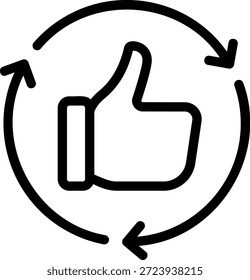 Pulgares hacia arriba línea icono ilustración Vector