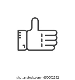 Thumbs up line icon, outline vector sign, linear style pictogram isolated on white. Symbol, logo illustration. Editable stroke. Pixel perfect