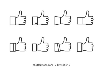 Thumbs up line icons, based on 64px grid, editable stroke, vector eps10 illustration
