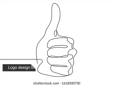Thumbs up line-continuous line drawing