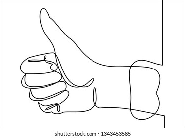 Thumbs up line-continuous line drawing - Vector