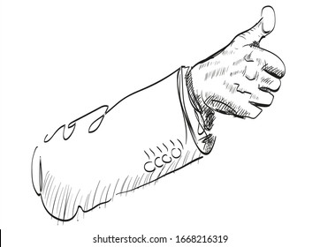 Thumbs up line-sketch line drawing