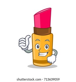 Thumbs up lipstick character cartoon style