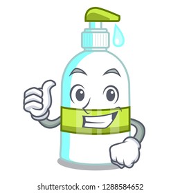 Thumbs up liquid soap in a cartoon basket