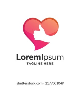 Thumbs up logo with heart symbol