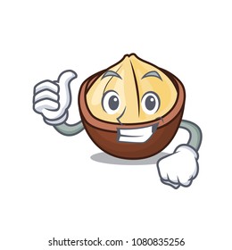 Thumbs up macadamia character cartoon style