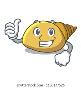 Thumbs up mollusk shell character cartoon