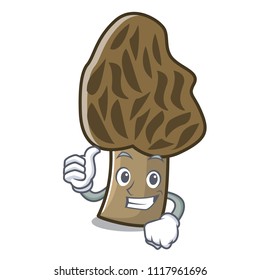 Thumbs up morel mushroom character cartoon